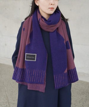  【定番人気/秋冬向け/軽い/UNISEX】mountain&moon 山と月モチーフ柄 ストール