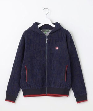  【WOMEN】【防風/蓄熱】総ロゴ ニット フーデッド ブルゾン