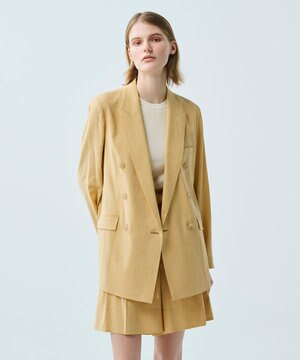 【uncrave WHITE】リネントロ プレーン ダブルジャケット