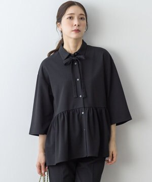  ジョーゼットジャージーボウタイチュニック ブラウス