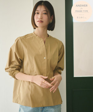【ANSWER for 骨格ストレート】タックデザインスキッパーネックシャツ