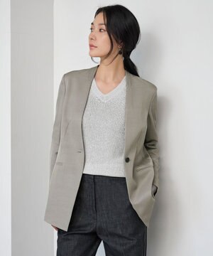 Vi/Ly/Liツイル ノーカラージャケット