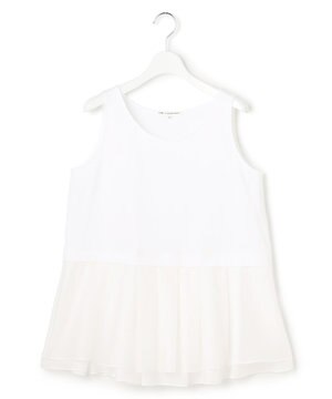  【先行予約】ナチュラルコットンベア シアーペプラム タンクトップ