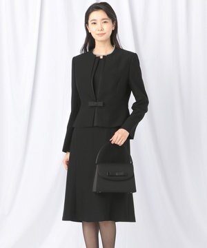  【ウォッシャブル対応】ドビーボーダーリボン ジャケット+ワンピース