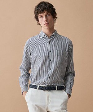  【イージーケア・JAPANファブリック】ブロックストライプ シャツ