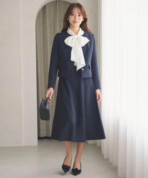 【洗える】パールボタンジャケット×スカート セットアップ
