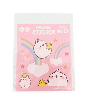  【2/15(日)で販売終了】 マザーガーデン MOLANG モラン 防水・UV加工 どこでもステッカー ≪レインボー柄≫ 単品