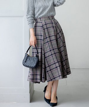  シアーツイルチェック フレアスカート
