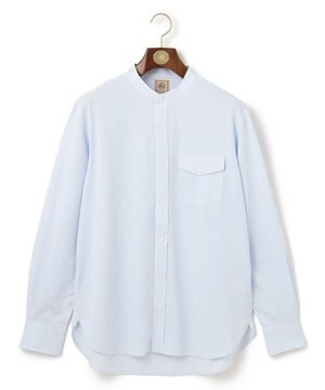  ピンチェックジャージ バンドカラーシャツ