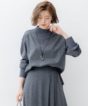  【洗える】ウールミルドジャージー ボトルネック プルオーバー