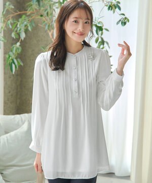  【スマート裏起毛】 ピンタックシャツチュニック