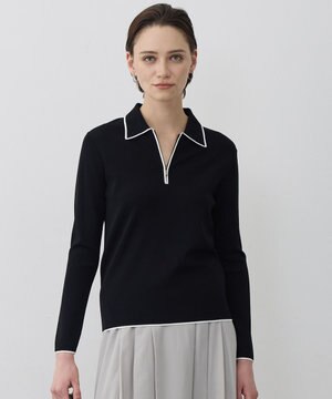  シンセティックフルニードル ハーフジップニット