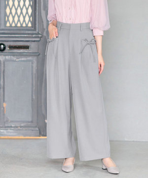 リボンディテール セミワイドパンツ