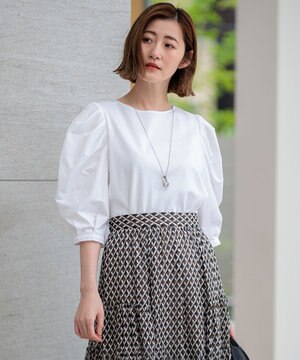  【一部店舗限定】コットンポンチコンビジャージー コクーンスリーブ カットソー