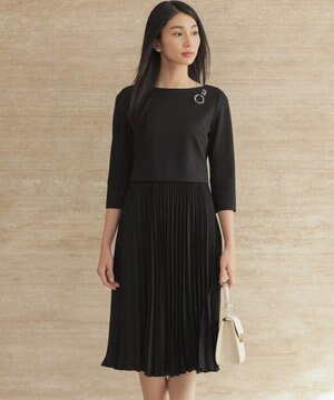  【KUMIKYOKU NAVY】ジャージーコンビプリーツ ワンピース