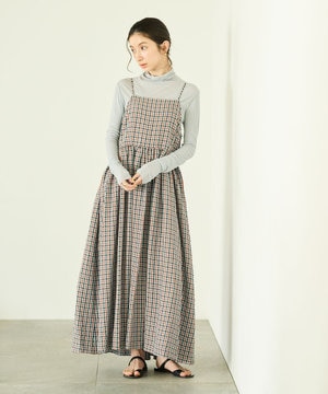 ボリュームチェックキャミワンピ