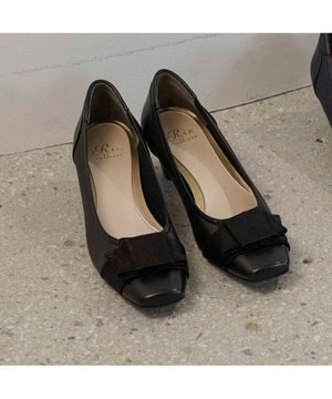  <Riz raffinee>ドレープデザインモチーフパンプス