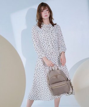  【八木アリサさん着用】【消臭】PROMISE RIBBON ROSETTE ドット柄ドレス