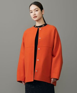  【SHIHOさん着用】ウールリバーノーカラー コート