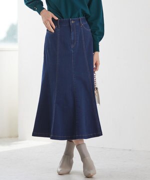  【洗える】ナローデニム スカート