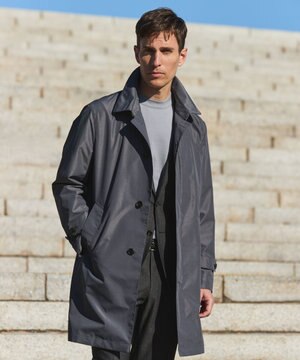  ダウンライナー装着可【半裏仕様】メランジシャンブレー ステンカラースプリングコート