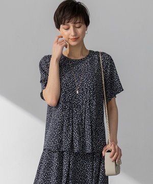  【接触冷感/吸水速乾】ペインティングプリント ブラウス