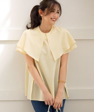  サッカーストレッチ 襟付きブラウス