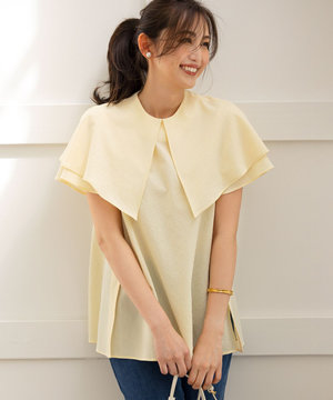 サッカーストレッチ 襟付きブラウス