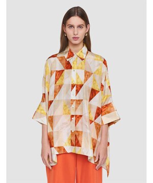  マーブルプリント　シルクシャツ