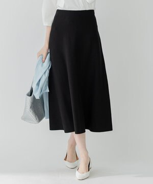  【洗える】テンセルストレッチ フレア ニットスカート