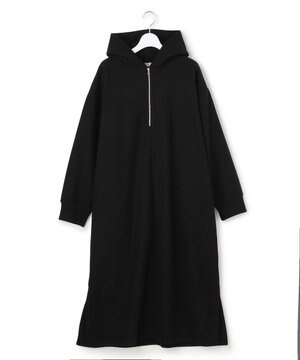  【WOMEN】ウールライクジャージー フーデットロング ワンピース