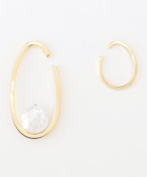 【WEB限定】オーバルフレームパール イヤカフ 2点セット