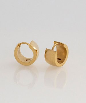  【金属アレルギー対応】ワンタッチワイドフープミニピアス　ゴールド/サージカルステンレス