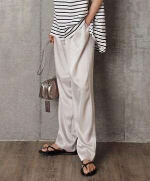 ストレッチサテン ギャザー パンツ