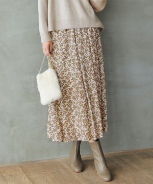  【カタログ掲載・洗える】スノーフラワープリント スカート