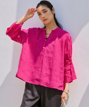 【洗える】LIBECO タックスリーブ シャツ