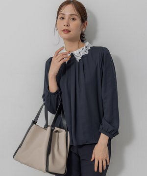 【WEB限定・2WAY】ジョーゼットシフォンレース襟 ブラウス