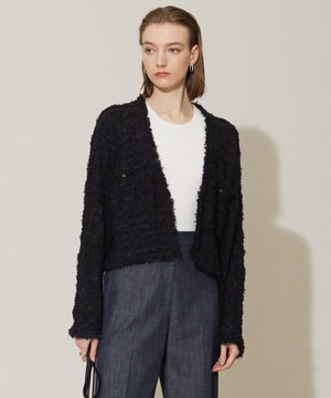 【洗える】 スラリットテープ カーディガンジャケット