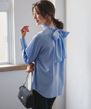 【滝沢眞規子さん着用/Oggi掲載】ストレッチライトタイプライター 2WAY ボウタイブラウス