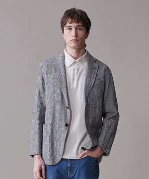 リネン×シアサッカーの清涼感【高通気性】ストレッチリネンシアサッカー ジャケット