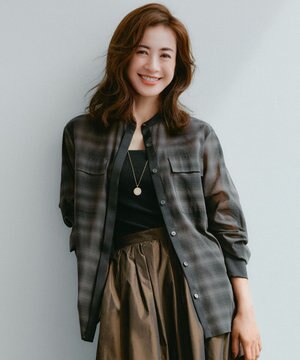 【洗える】シアーボイル バンドカラーシャツ