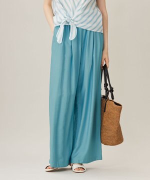  【ウエストゴム・洗える】エアリーツイルワイド パンツ