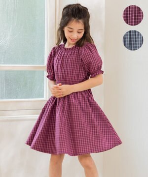  【150-160㎝】チェック ワンピース