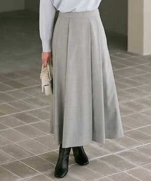 【洗える】ウールブレンドストレッチ フレアスカート