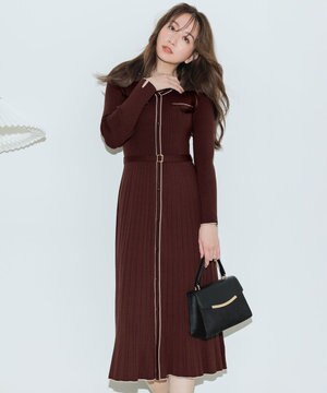  バイカラーデザインニット ワンピース