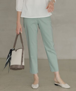  【セットアップ対応・洗える】セルロースリネンストレッチ テーパード パンツ