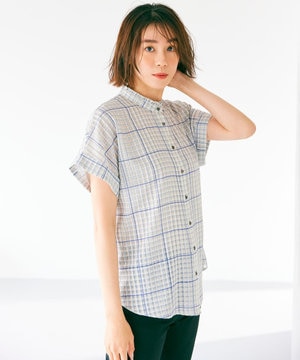 【洗える】シアーチェック ブラウス