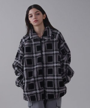  【ユニセックス着用ITEM】ボアチェックブルゾン