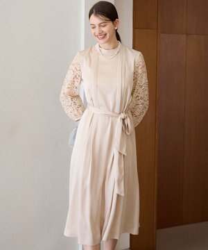  【APPLAUDIR】ノーブルサテン レースコンビドレス