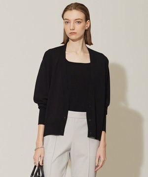  【洗える】シルクヴィスコースハイゲージ カーディガン